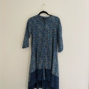 April Cornell Asymmetrical Blue Floral Dress